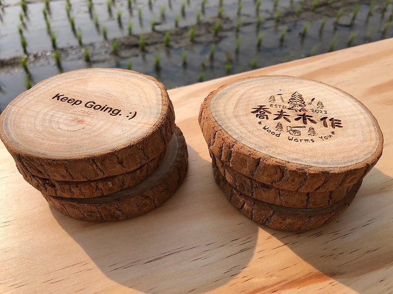 Natural camphor wood fragrance carving coaster - ที่รองแก้ว - ไม้ สีนำ้ตาล