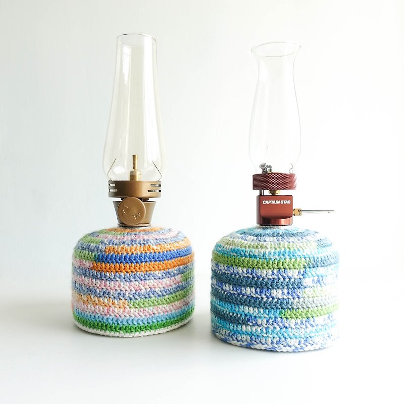 Crochet Camping Gas Canister Cover Warmer size 230 Cold Warm Color Mix - Camping Gear & Picnic Sets - Other Man-Made Fibers Multicolor