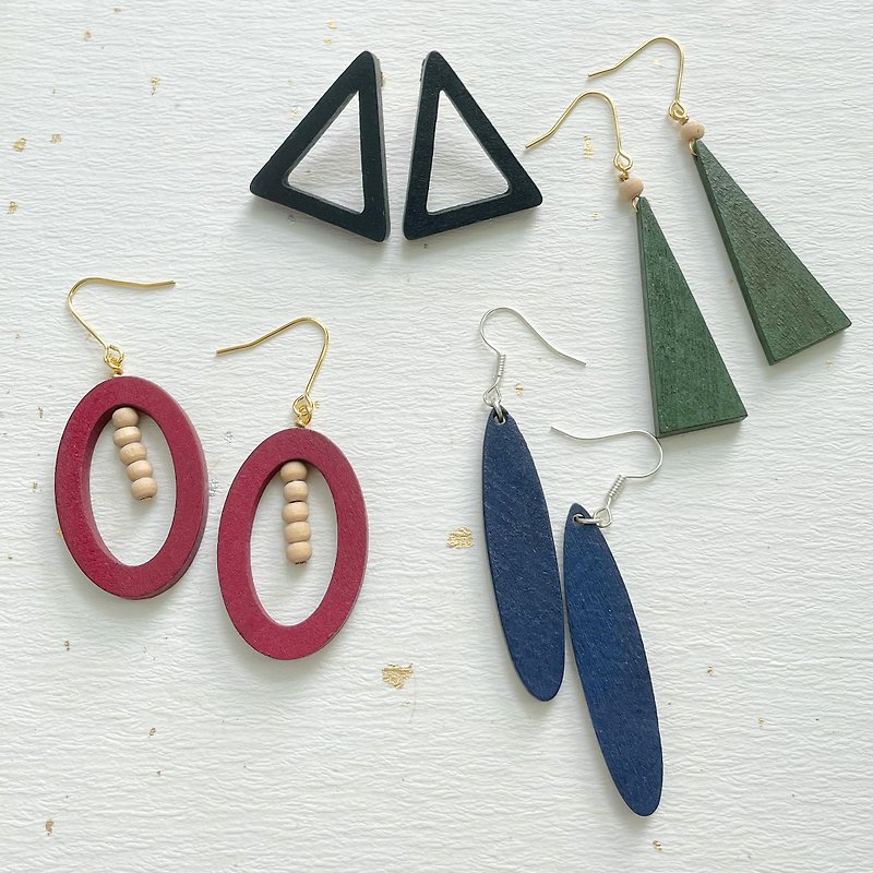 Limited edition clear wood earrings can be changed to Clip-On - Earrings & Clip-ons - Wood Multicolor