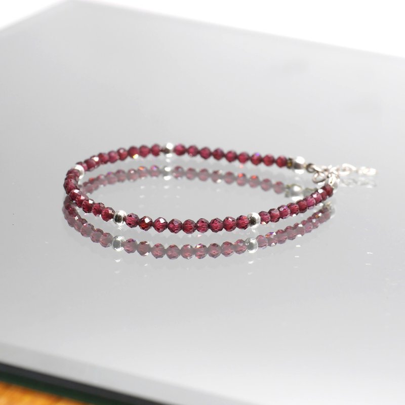 Stone sterling silver bracelet customized engraved birthday gift free packaging - Bracelets - Semi-Precious Stones Red