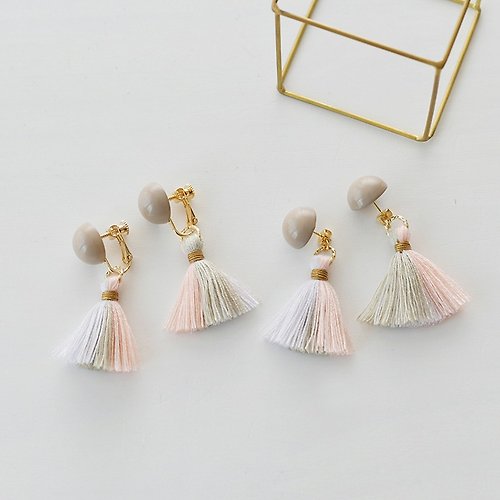 tassel de sica イヤリング/Dome tassel earrings/ pink grege