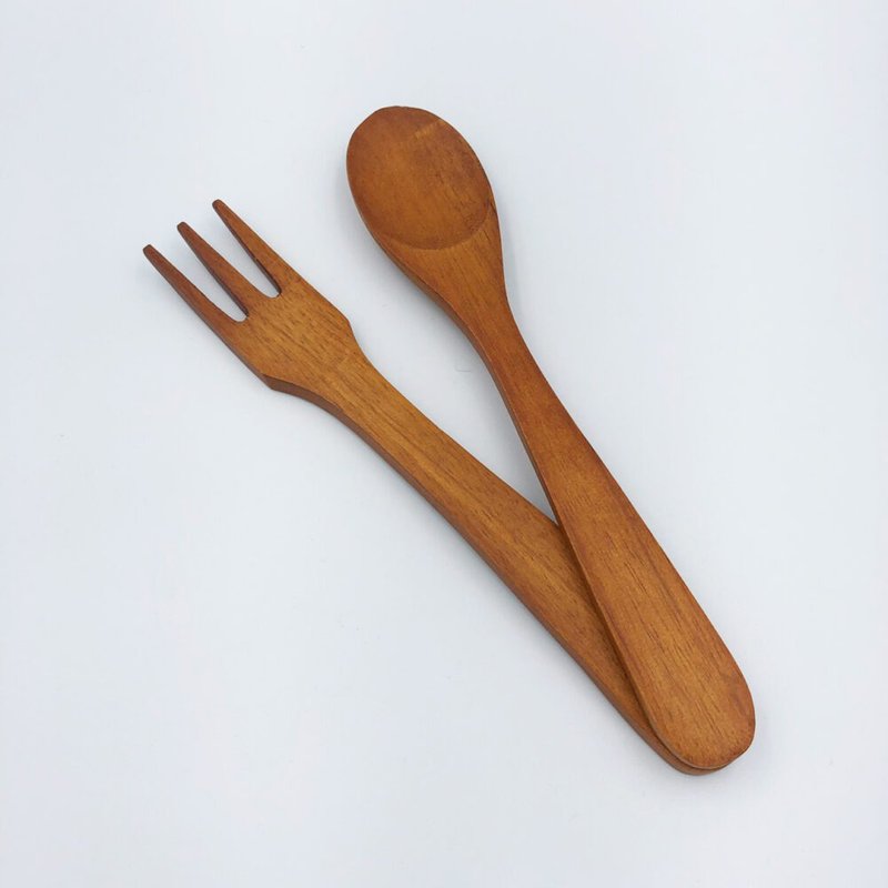 【 LUCKY WOOD】木質居家食器 - 沙拉 /輕食 湯叉組 - 刀叉/湯匙/餐具組 - 木頭 