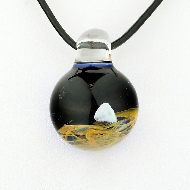 Meteorite Space Handmade Lampwork Glass Pendant - Necklaces - Glass Blue