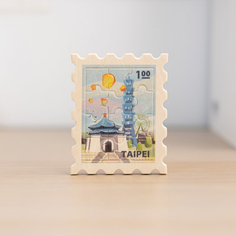 【Puzzle Scenery Magnet - Roaming in Taipei】Taiwan Souvenir/Stamp Magnet/12-piece Puzzle - แม็กเน็ต - ไม้ 