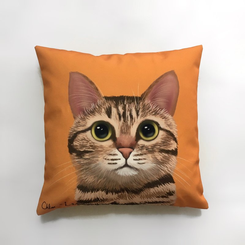 Wang Miao Big Pillow-Tabby Cat - หมอน - เส้นใยสังเคราะห์ สีส้ม