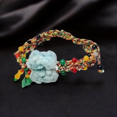 瓔珞珠寶盒 E.L.Jewelry Box 【招財神獸】飄藍花翡翠貔貅編織手鍊 | 天然緬甸玉翡翠A貨