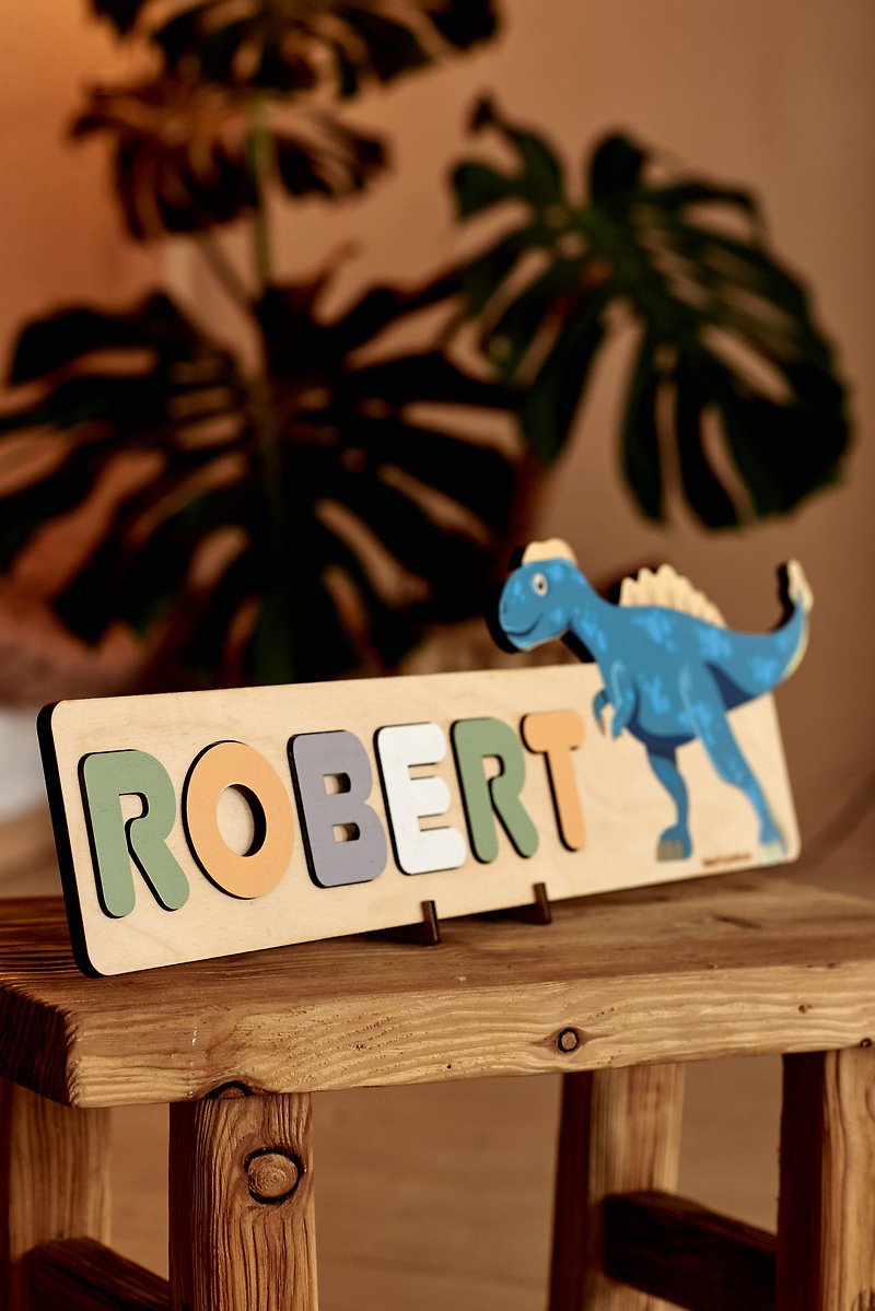 Customized Gift Dinosaur Wooden Toy, Jigsaw Name Puzzle, Personalized Gift - Kids' Toys - Wood Multicolor