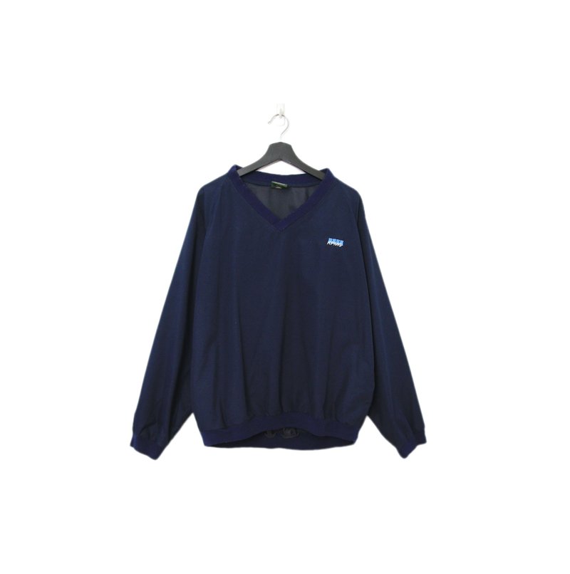 Back to Green - Windproof Pullover V-Neck Navy Blue f-08 // vintage - อื่นๆ - เส้นใยสังเคราะห์ 