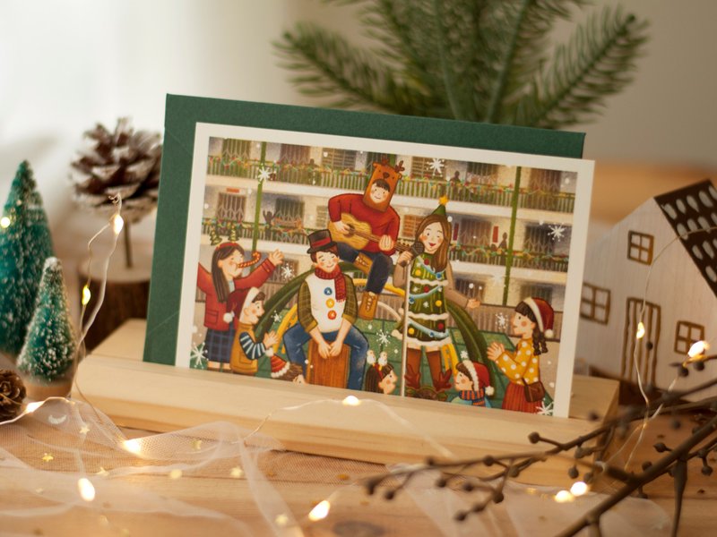 Original Hong Kong Christmas card-estate busking - การ์ด/โปสการ์ด - กระดาษ สีแดง