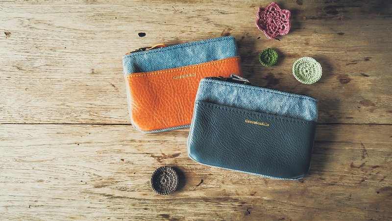 Indigo small case - 零錢包/小錢包 - 棉．麻 藍色