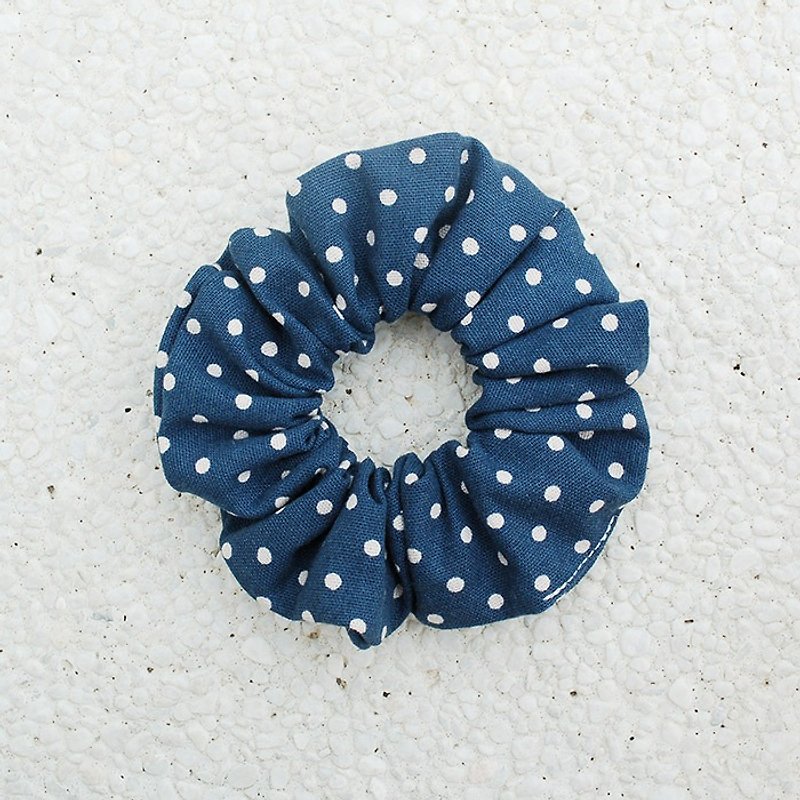Small dots hair bundle _ blue / large intestine ring donut hair ring - Hair Accessories - Cotton & Hemp Blue