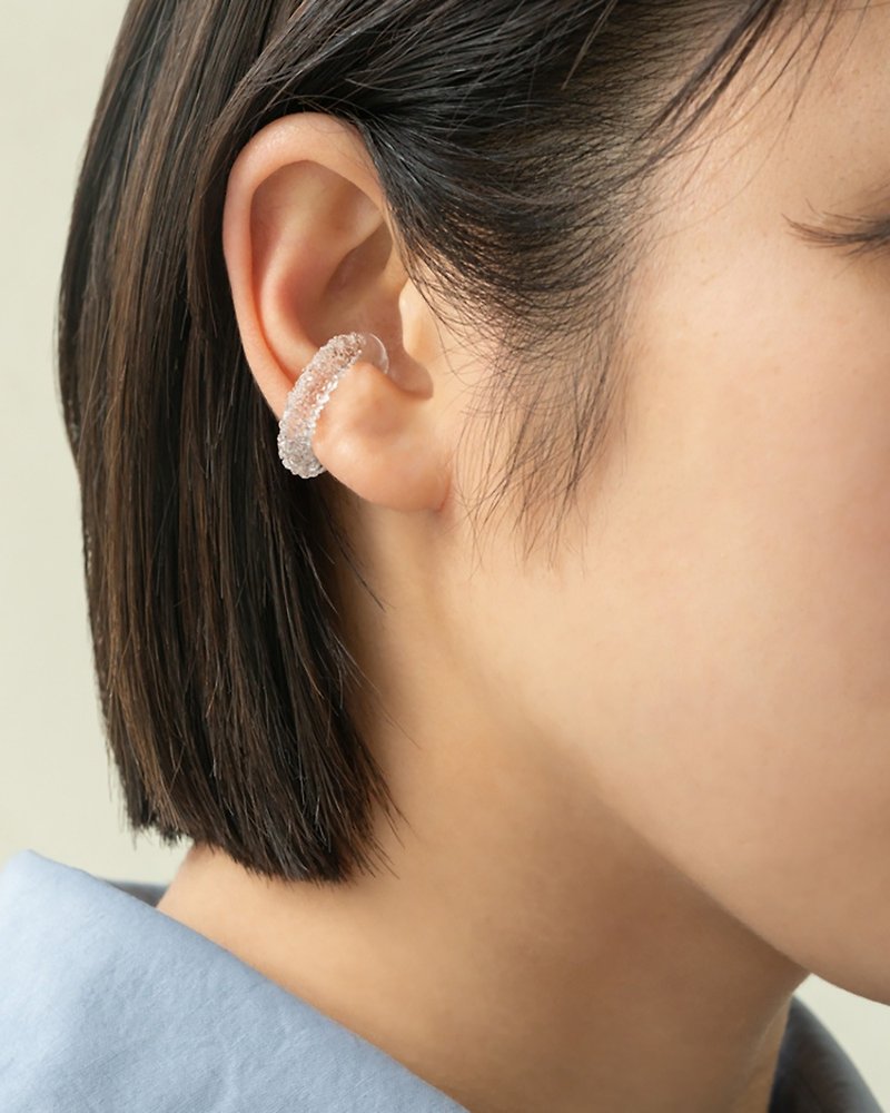 Hario Handmade Glass Ear Cuff-Flash (HAA-TW-EC) - Earrings & Clip-ons - Colored Glass Transparent