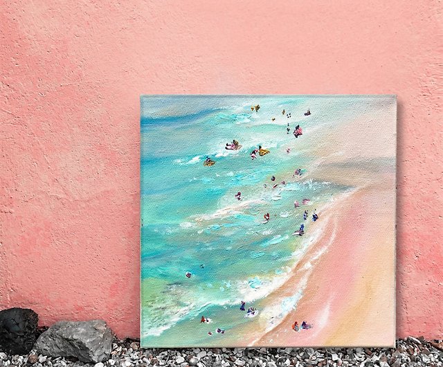 ภาพวาดอะคริลิควิวทะเล Pastel Seascape.Acrylic Painting On Canvas. Size  20X20Cm. - สตูดิโอ Artnytime อาร์ทนีไทม์ ตกแต่งผนัง - Pinkoi
