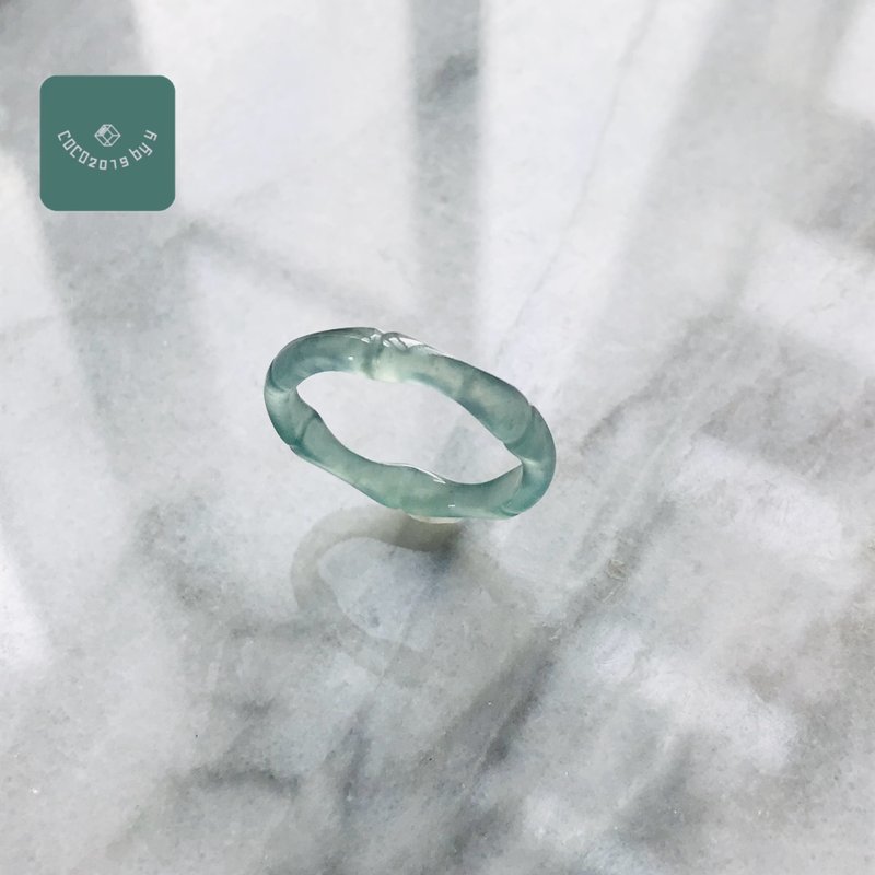 翡翠　くりぬき　リング　天然石　一点物　グアテマラ産　15号 - リング・指輪 - 翡翠 グリーン