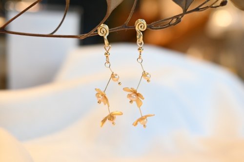 浪花手作小屋 珍珠花朵垂墜款