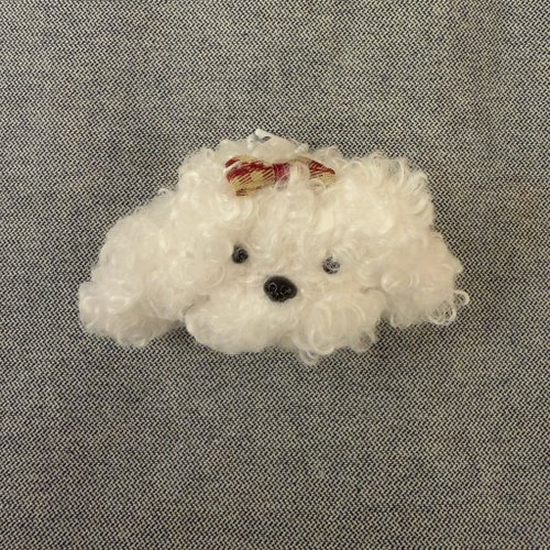★手作り★トイプードルマスクチャーム 白いトイプードル くるくる毛の犬の顔チャーム 5cm - モール