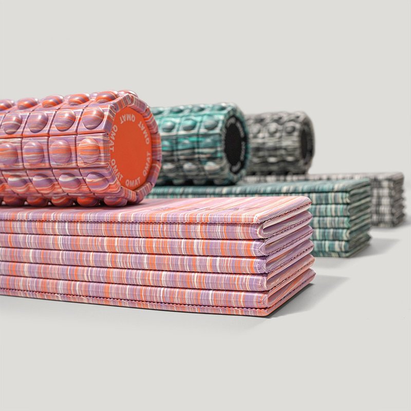 【QMAT】Sports combination-striped model made in Taiwan - Yoga Mats - Other Materials Multicolor