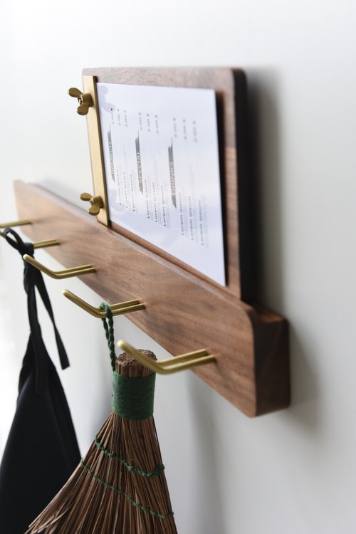 Multi-function coat hook entrance wall hanging storage black walnut + brass  beauty - Shop CHONG Hangers & Hooks - Pinkoi