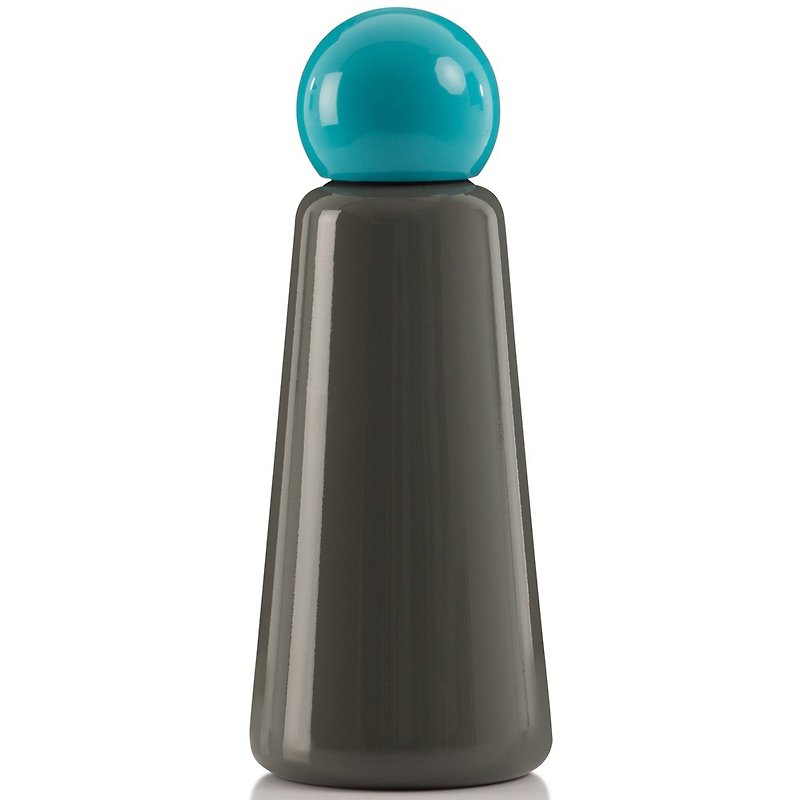 Skittle Bottle 500ML - Dark Grey with Sky Blue cap - Vacuum Flasks - Stainless Steel Gray