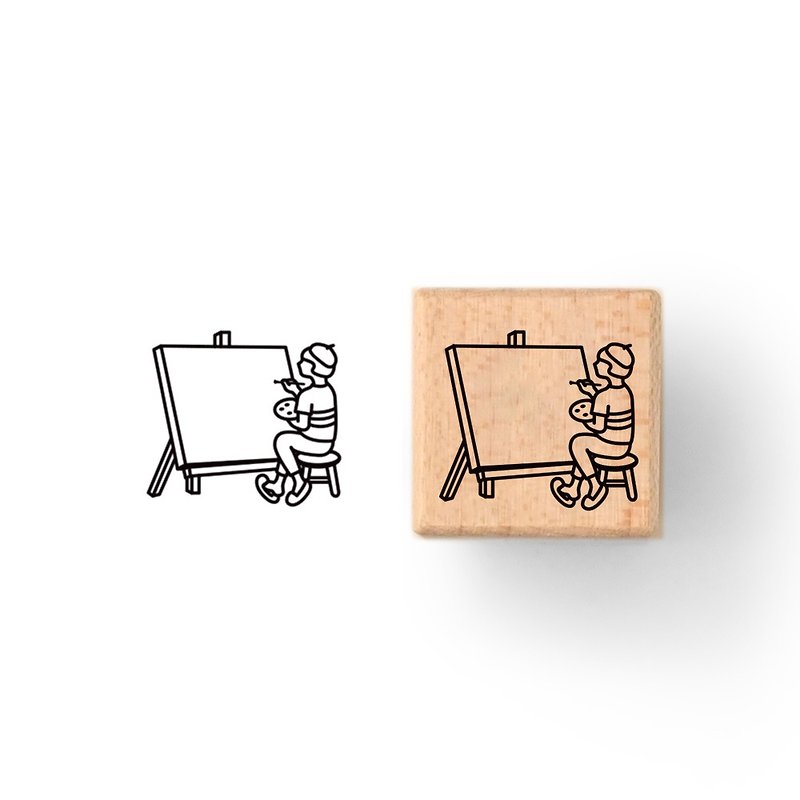 本日印章 - 絵を描く - はんこ・スタンプ台 - 木製 カーキ