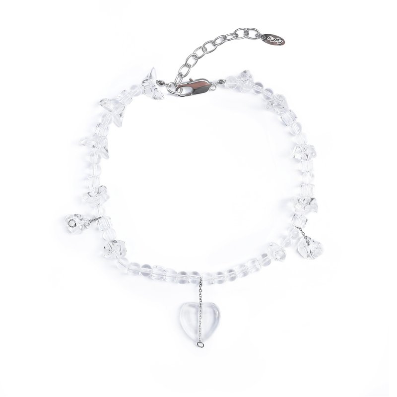 KDNP Crushed Ice with Heart Chokers - Necklaces - Pearl Transparent