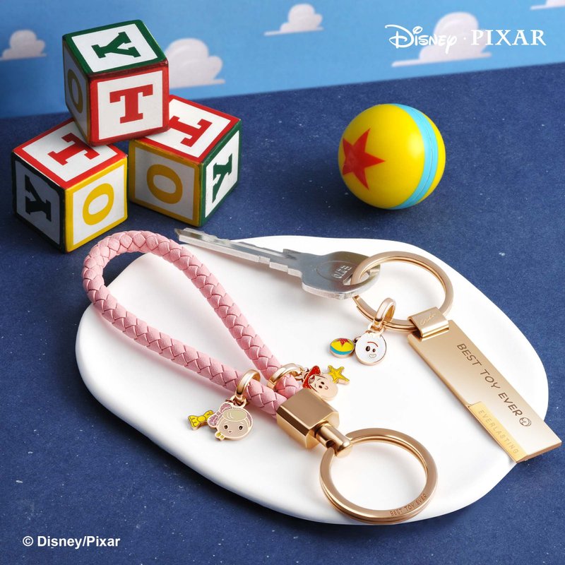 Pixar Toy Story Customized Leather Keychain (5 Colours) - ที่ห้อยกุญแจ - หนังแท้ สีทอง