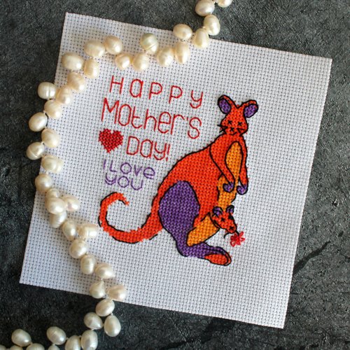JulieAndStitch Mother's Day cross stitch pattern PDF, easy and quick cross stitch pattern
