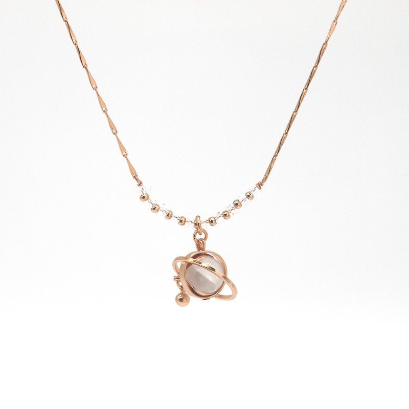 Shining Planet Necklace Rose Gold Gold - Necklaces - 24K Gold 