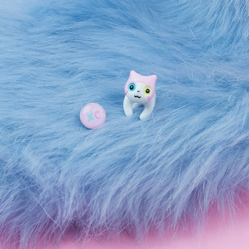Marshmallow Cat Earrings - Cute Cat Earrings Polymer Clay - Earrings & Clip-ons - Clay Multicolor