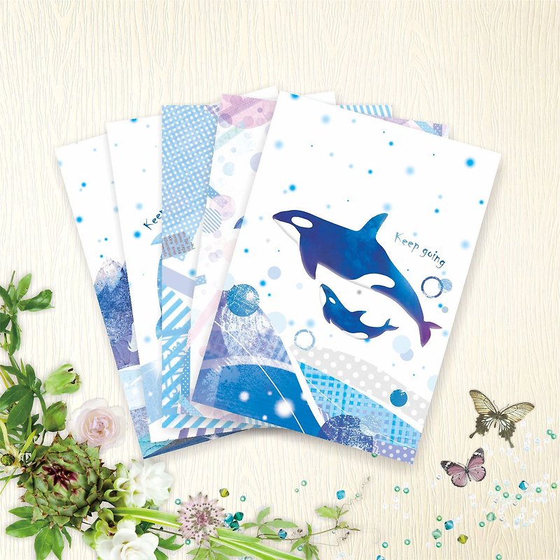[Taiwan Design] Postcard - Collage Ocean B - 1 each of 5 styles - Cards & Postcards - Paper 