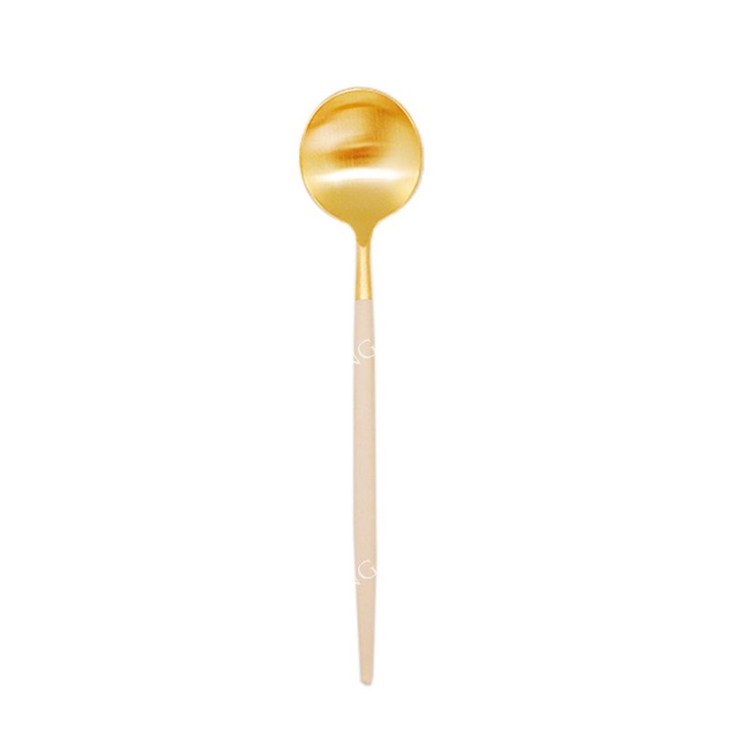 Portuguese Cutipol GOA Milk Tea Gold 18CM Dessert Spoon - ช้อนส้อม - สแตนเลส สีกากี