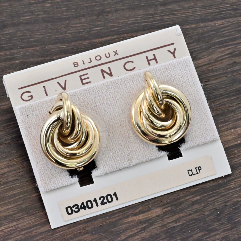 Vintage GIVENCHY  Earrings Antique Jewelry Yellow Gold Japan Shipping Free - ต่างหู - เครื่องประดับ สีทอง