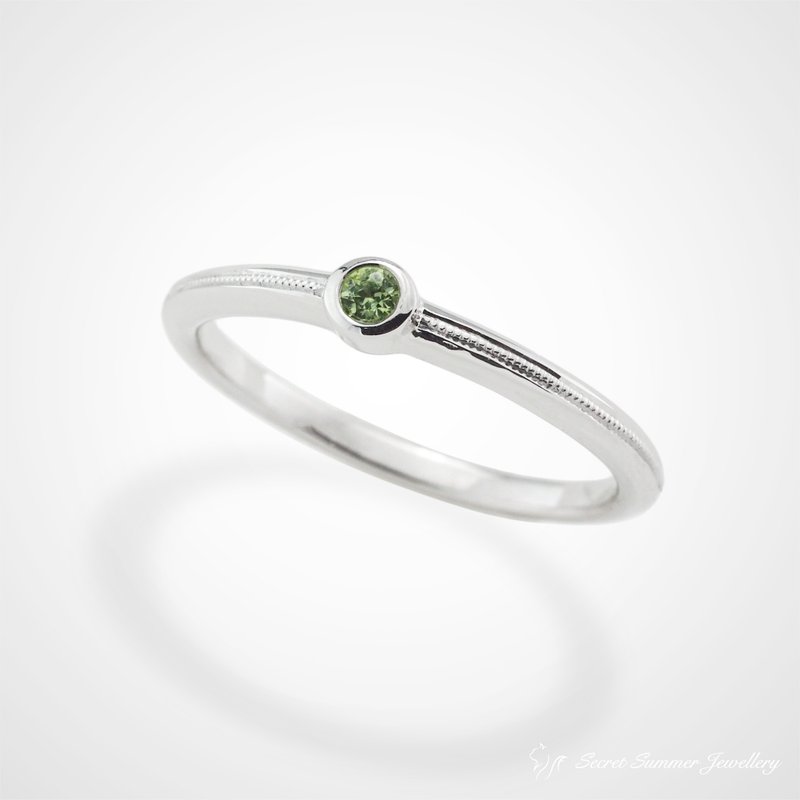 Handmade 925 Sterling Silver x Natural Gemstone [Birthstone Series - Vintage Beaded Edge] Modern Antique Style Ring - แหวนทั่วไป - เงินแท้ หลากหลายสี