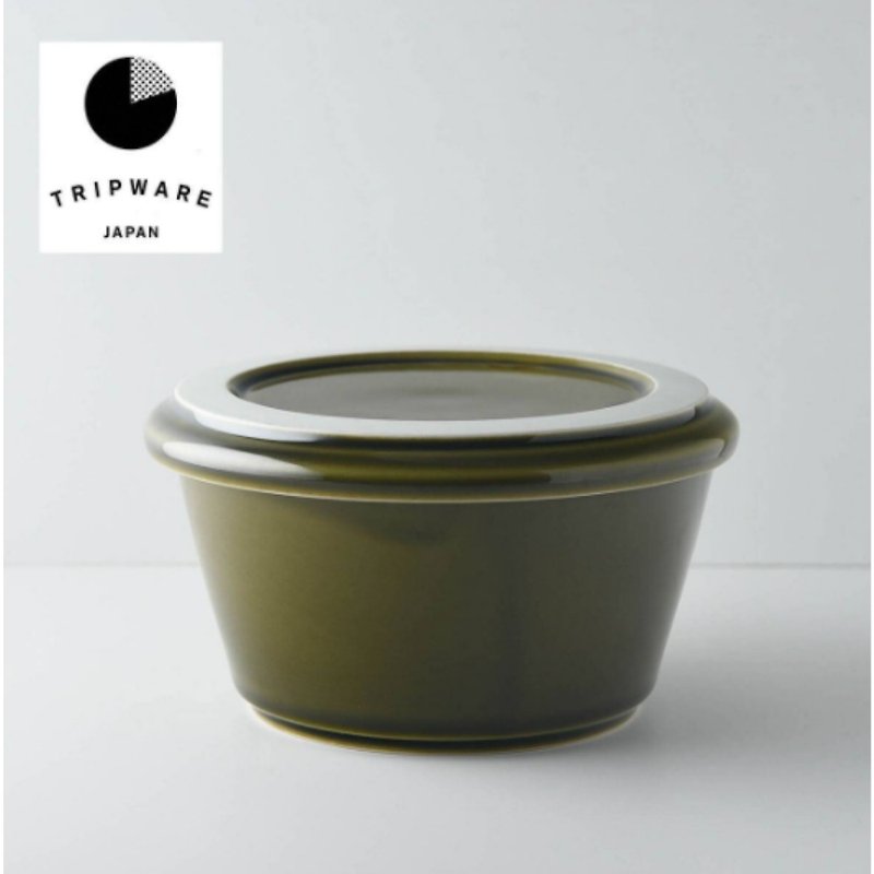 【Trip Ware Japan】Bowl with Lid (Made in Japan)(Mino Ware)(Green) - Plates & Trays - Pottery 
