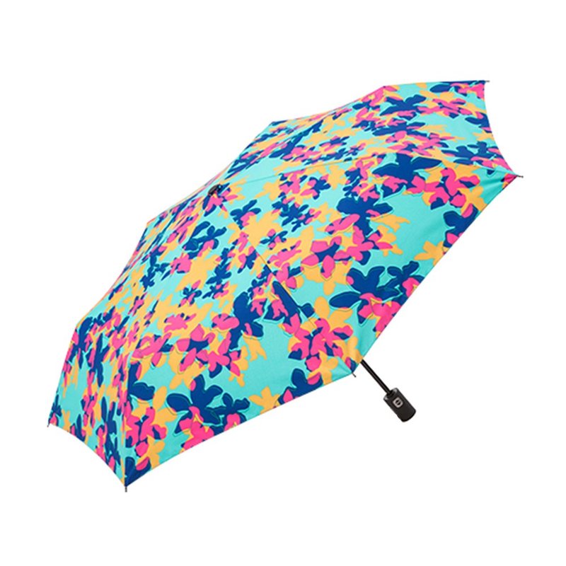 Prolla 油桐花疊影金屬漆自動折傘 客家文化 抗UV遮陽防風 晴雨傘 - 雨傘/雨衣 - 防水材質 