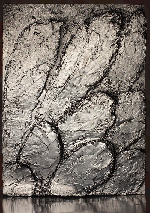 InnaGranatArt Abstract Art. Acrylic. Angel wings. Painting for home. Silver feats. Gift