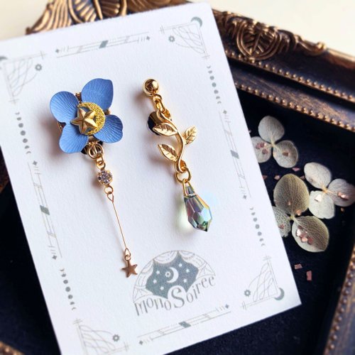 monosoiree Moon Flower 藍色型耳環