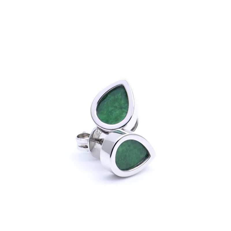 Natural Green Jade Earring Studs - Earrings & Clip-ons - Jade Green