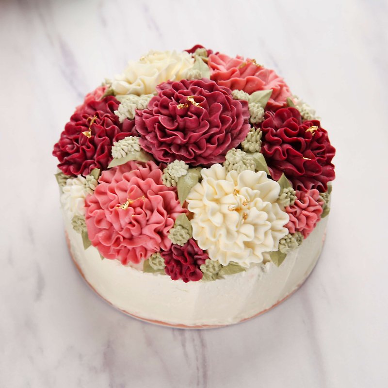 Felicitas Pâtissérie 6吋Flower Cake / Xinyu / Mother's Day Limited - เค้กและของหวาน - อาหารสด สึชมพู
