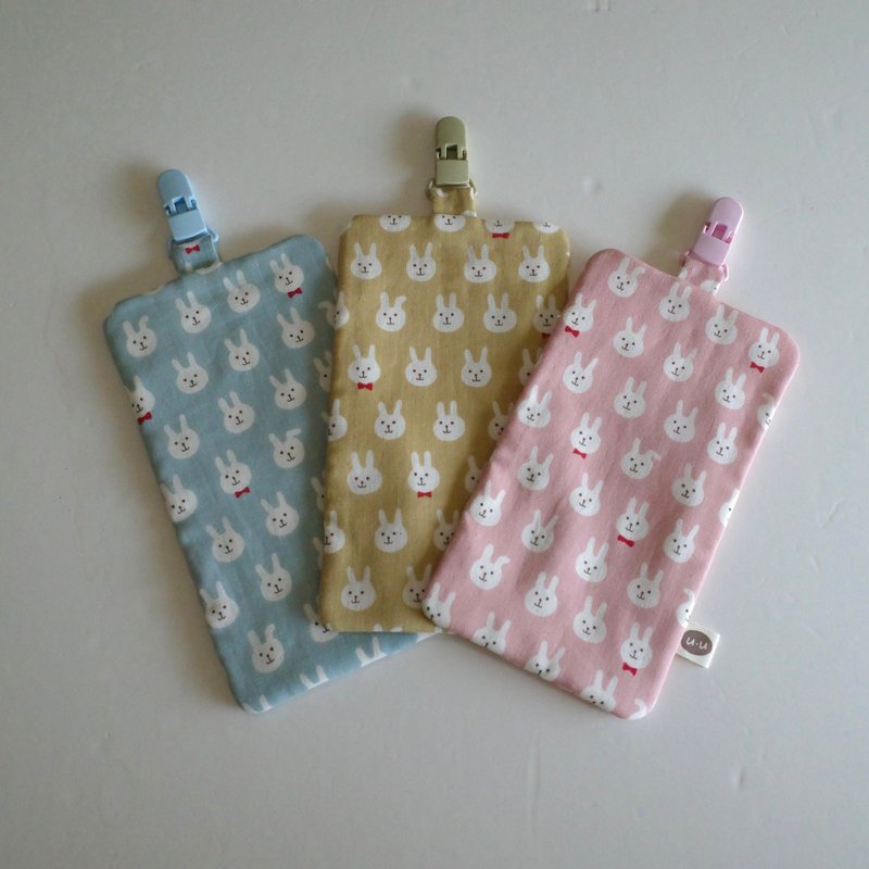 Rabbit small handkerchief with clip/Kindergarten handkerchief eight layers of gauze - Bibs - Cotton & Hemp 