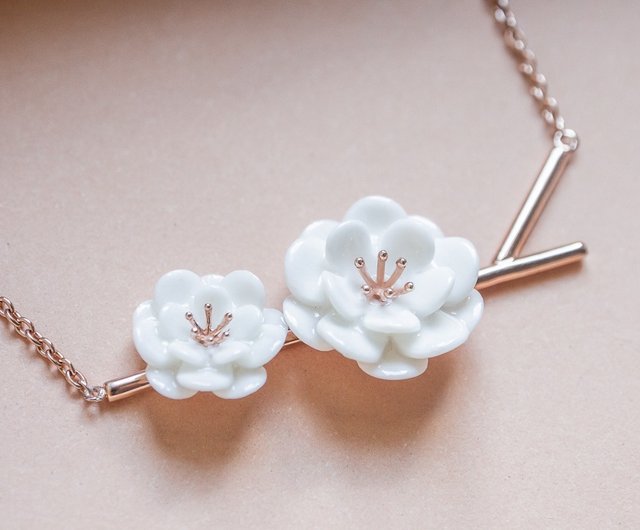  Necklace Pendant Plum Blossom Cherry Flowers Rose