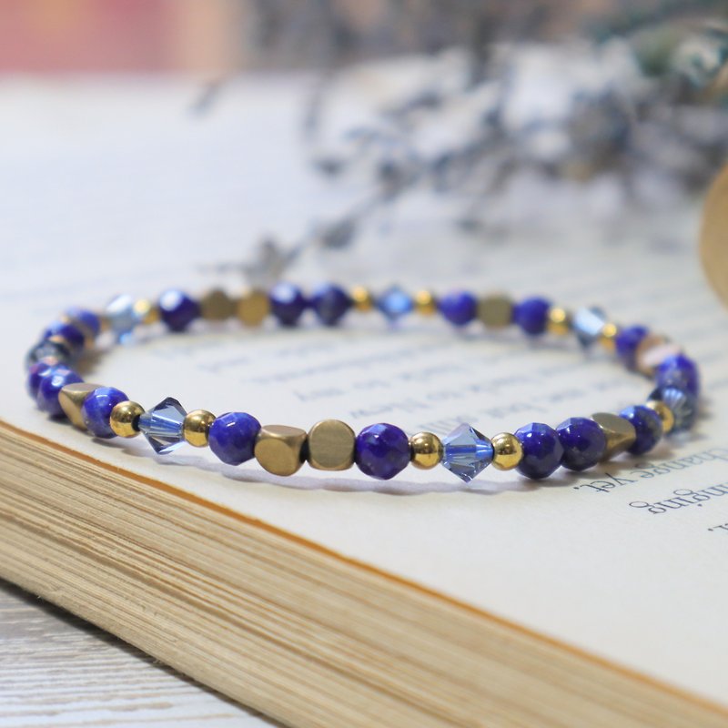 Richangshenghuo Bronze lapis lazuli bracelet / Swarovski Crystal Tanabata gift customized - Bracelets - Copper & Brass Blue