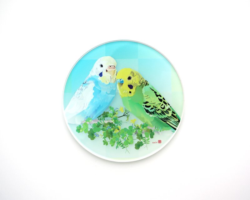 Acrylic coaster Budgerigar - Coasters - Acrylic Green