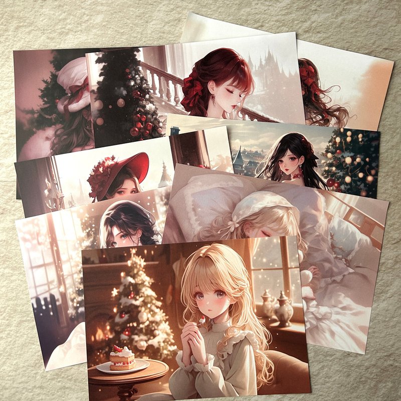 RimaRimaオリジナル クリスマス クラシックガール デザインペーパーセット Christmas classic girl 〜りまりま - 卡片/明信片 - 紙 