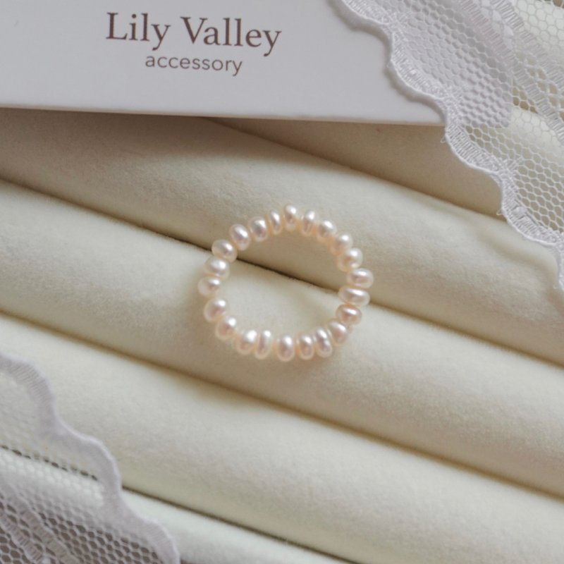 Lily Valley 黎明 | 手工串珠戒指 - 戒指 - 珍珠 白色
