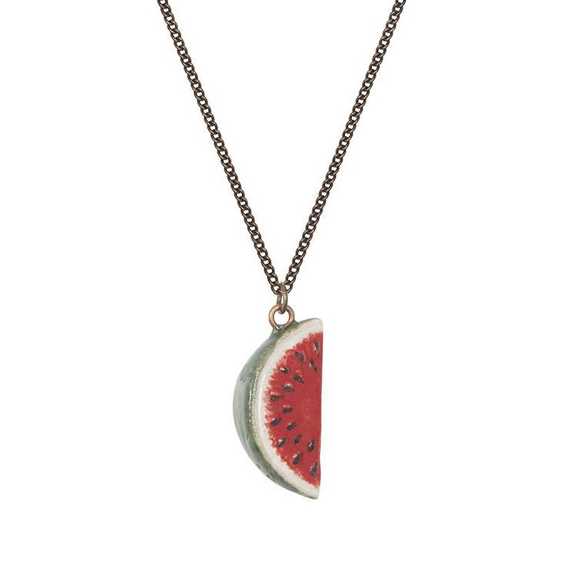 AndMary 手繪瓷項鍊-西瓜 禮盒包裝 Watermelon Necklace - 項鍊 - 瓷 紅色