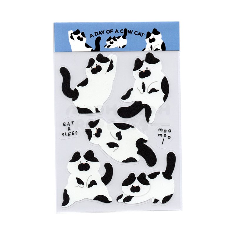 Sticker - A Day of A Cow Cat | Cow Cat Collection Die-cut Sticker Sheet - Stickers - Plastic 