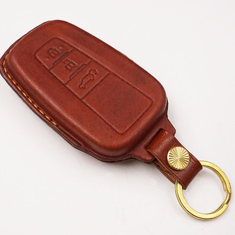 Leather Key fob Holder Case Chain Cover FIT FOR RAV4  86 - Keychains - Genuine Leather Brown