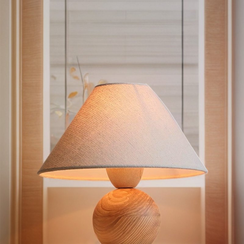 Taisho retro Western style North American ash table lamp handmade by wood craftsmen 295LT - โคมไฟ - ไม้ สีกากี