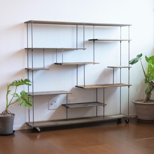 wood iron shelf 1140*1200*225 グレー - ショップ 造形壱國 ikoku 本棚・ブックスタンド - Pinkoi